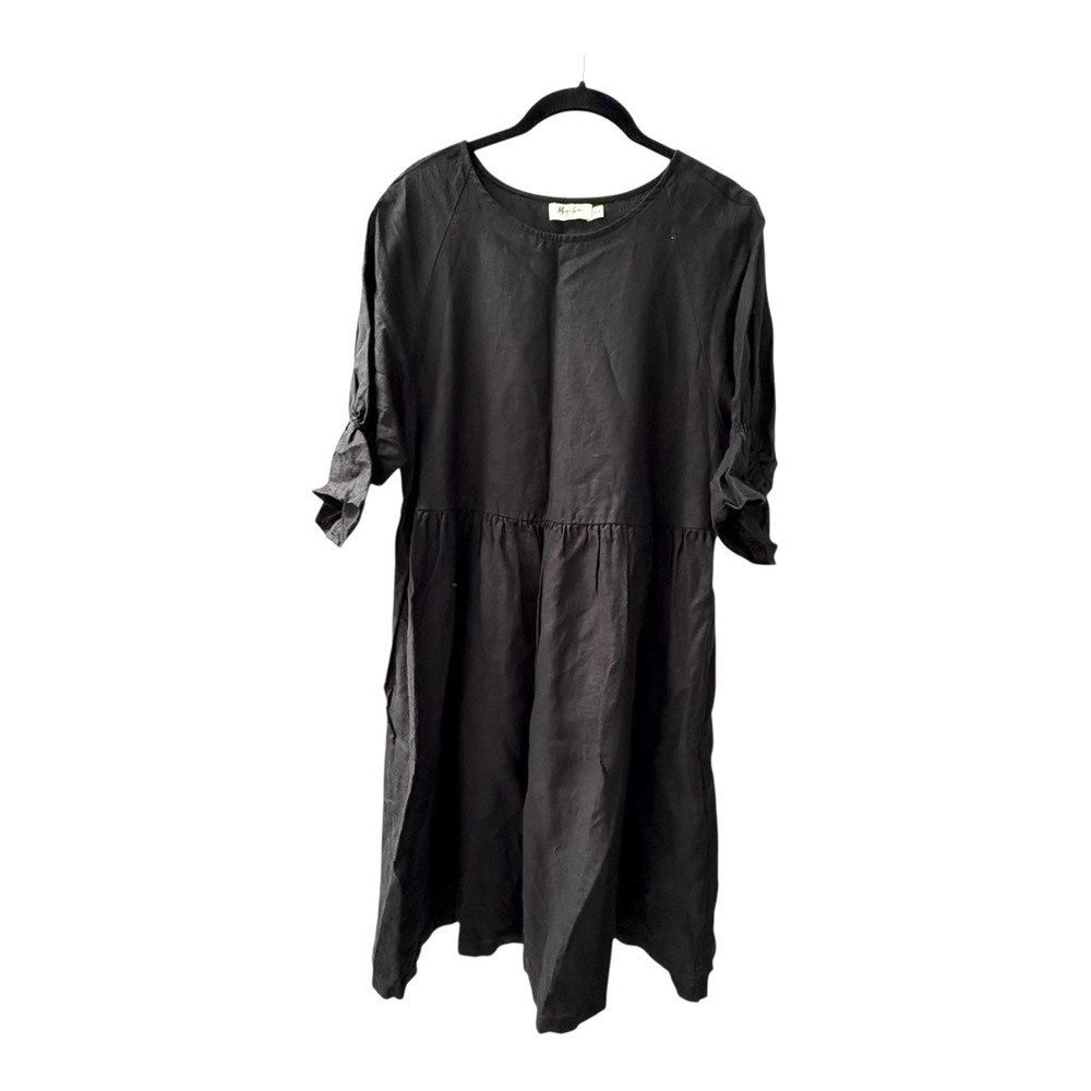 Magic Linen Babydoll Dress in Black Size XS-M